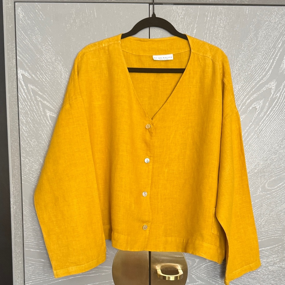 bryn Walker Mustard Button-Down Blouse